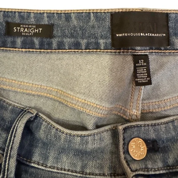 White House Black Market High Rise Straight Sculpt‎ Denim Jeans Women's Size 12 - Picture 2 of 8
